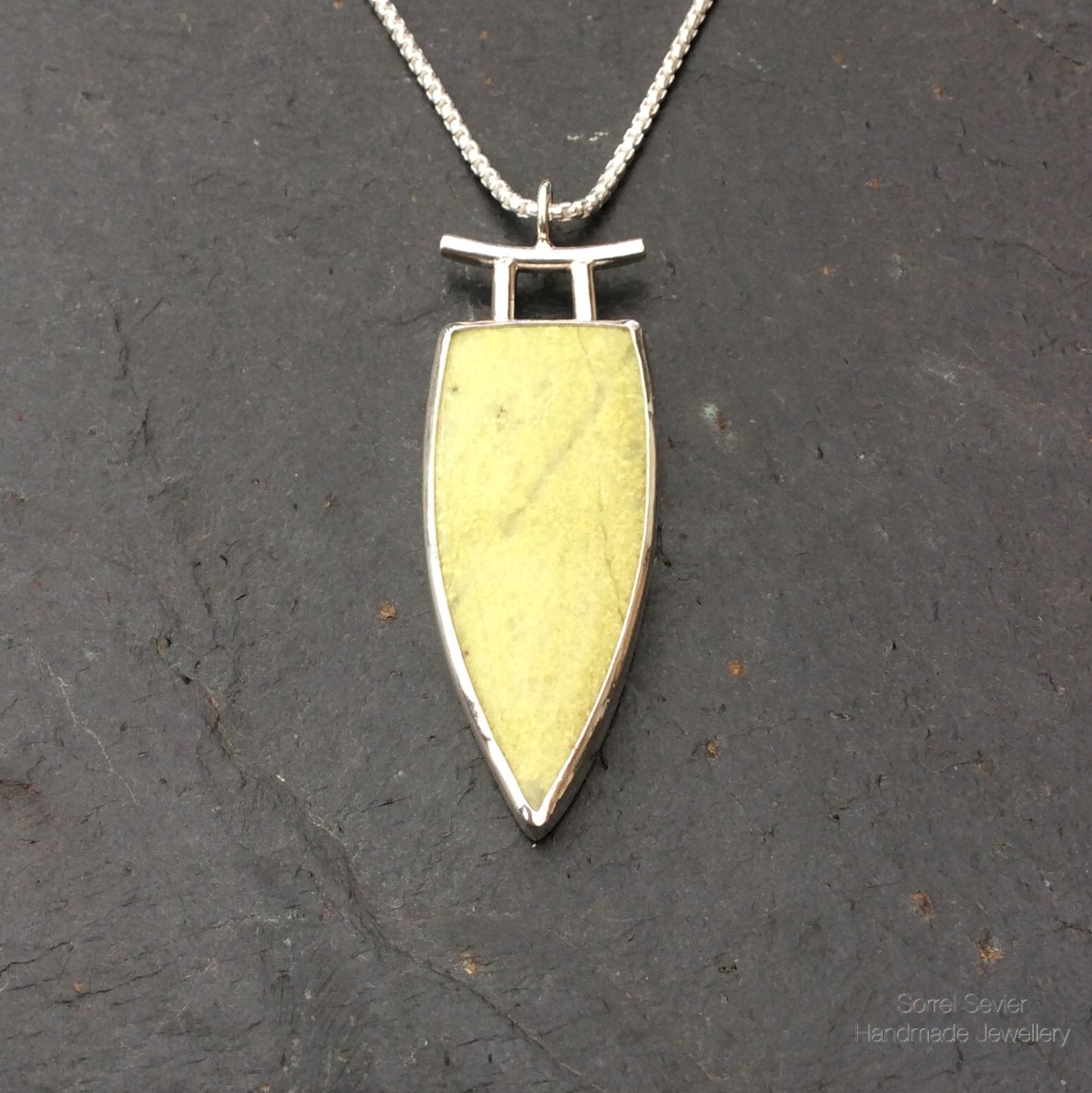 Yellow Californian Verde Marble Pendant Necklace
