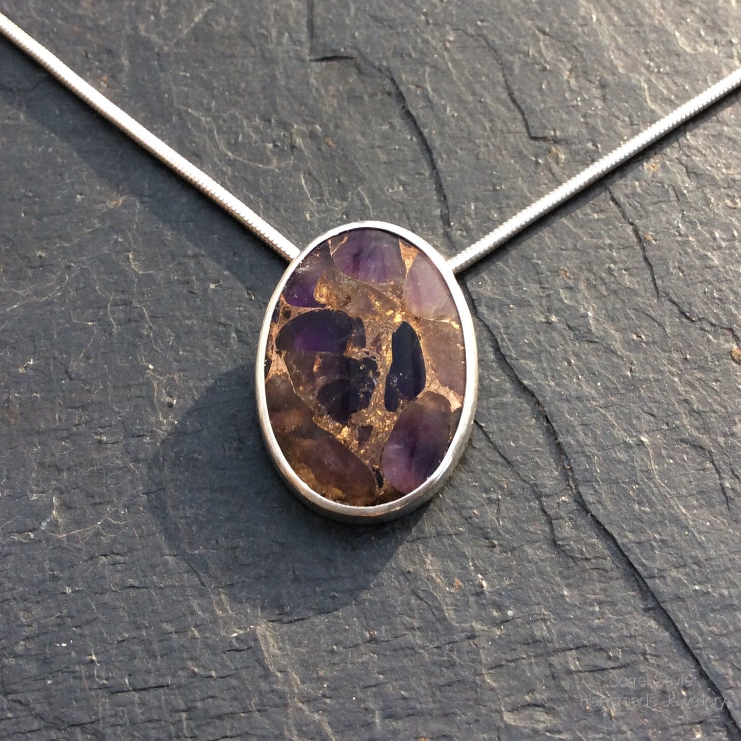 Amethyst and Bronze Pendant Necklace