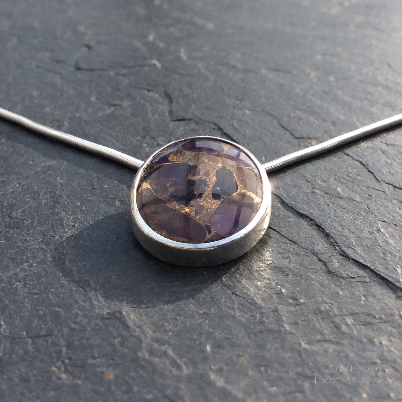 Amethyst and Bronze Pendant Necklace