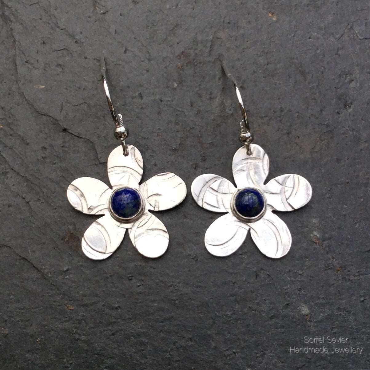 Popular Lapis Lazuli Flower Dangle Earrings Jewelry