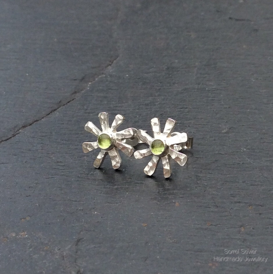 Peridot Flower Stud Earrings
