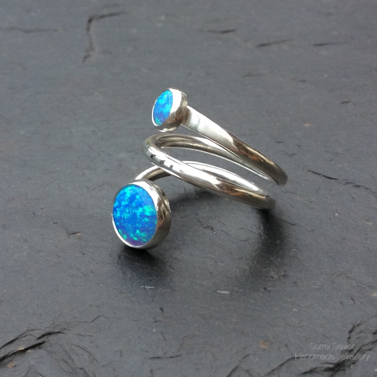 Synthetic Opal Spiral Ring