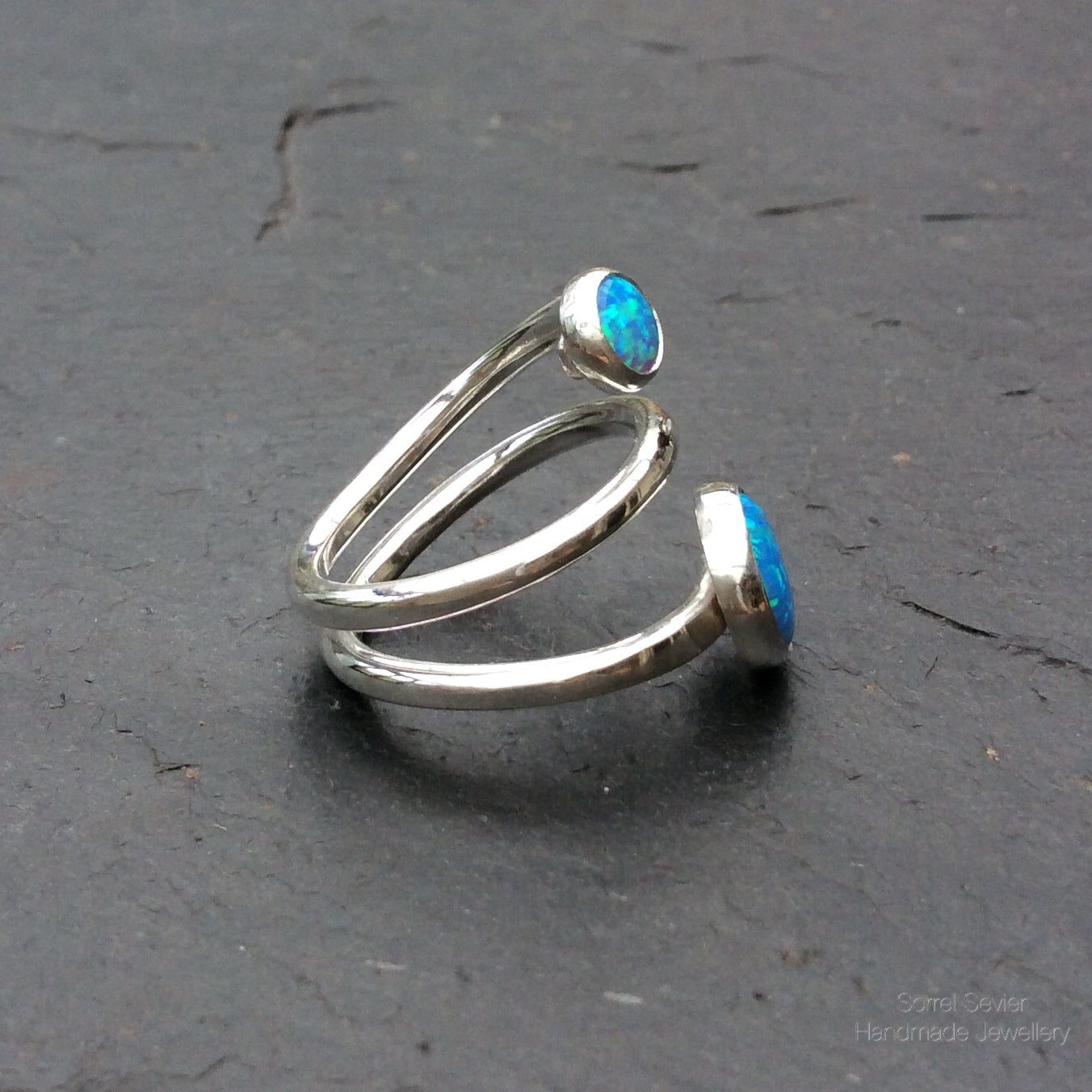 Synthetic Opal Spiral Ring