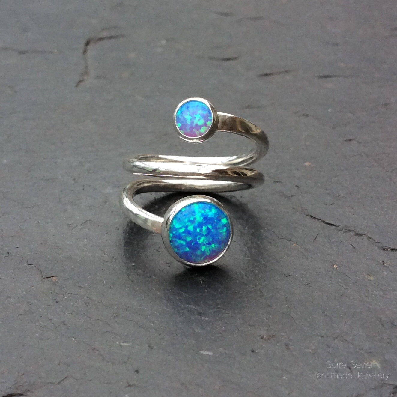 Synthetic Opal Spiral Ring