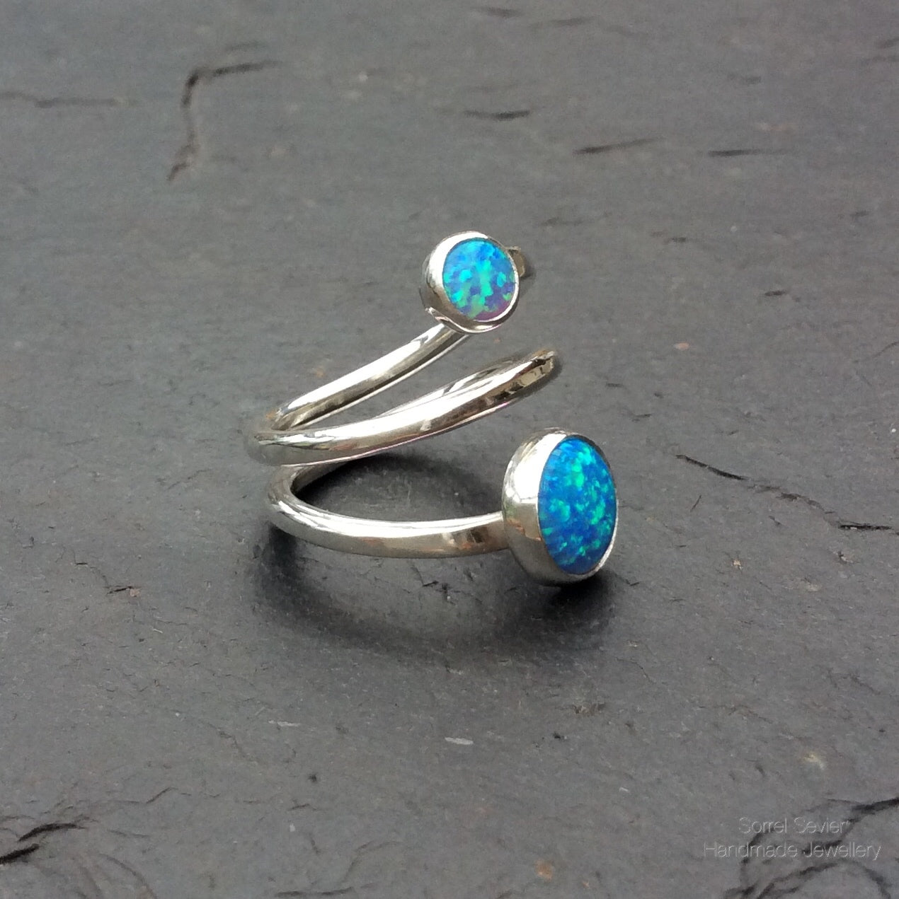 Synthetic Opal Spiral Ring
