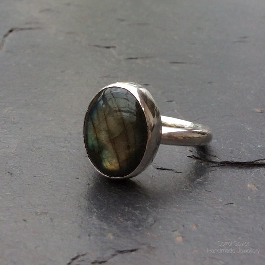 Chunky Oval Labradorite Ring