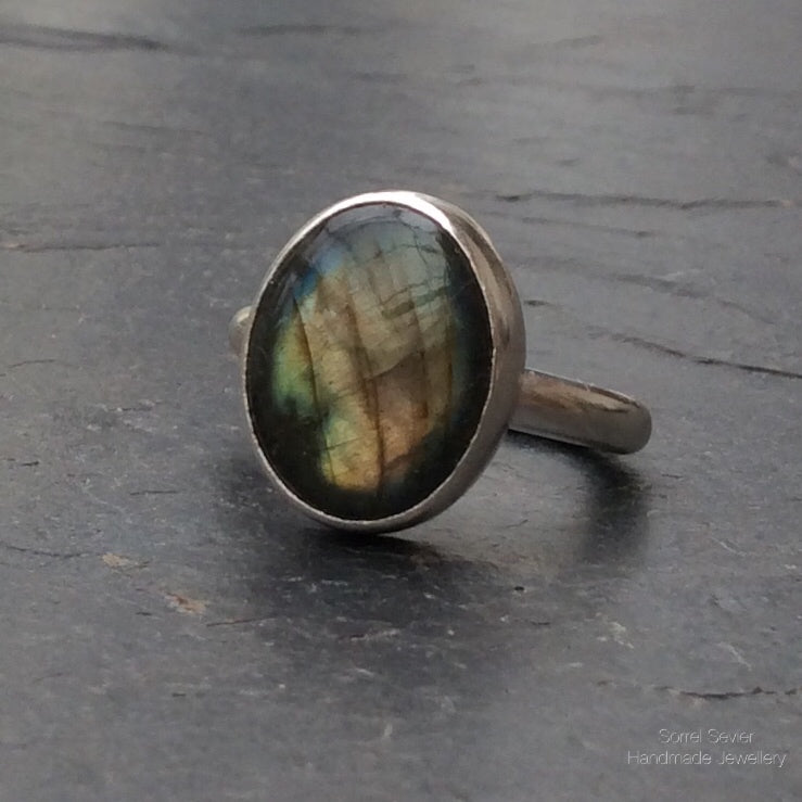 Chunky Oval Labradorite Ring
