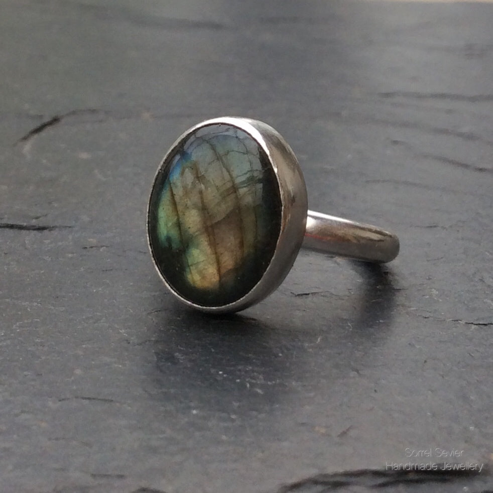 Chunky Oval Labradorite Ring