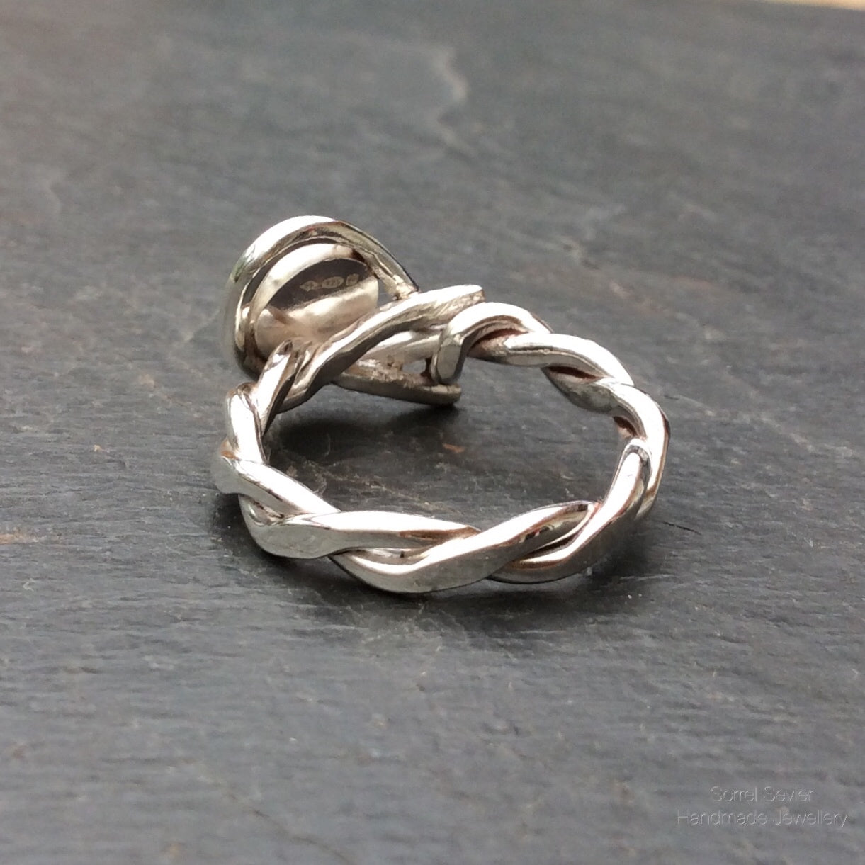 Twisted Silver Chinese Turquoise Ring