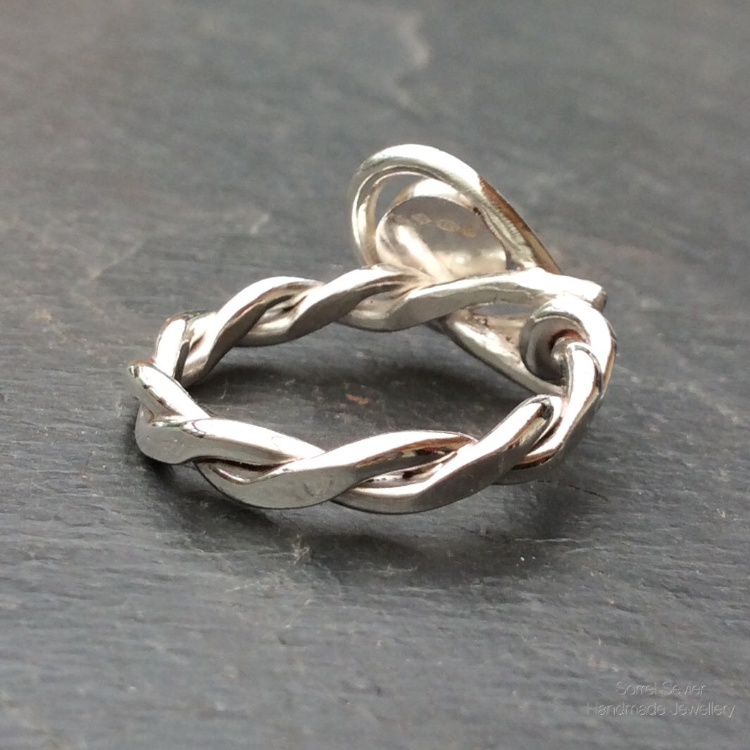 Twisted Silver Chinese Turquoise Ring