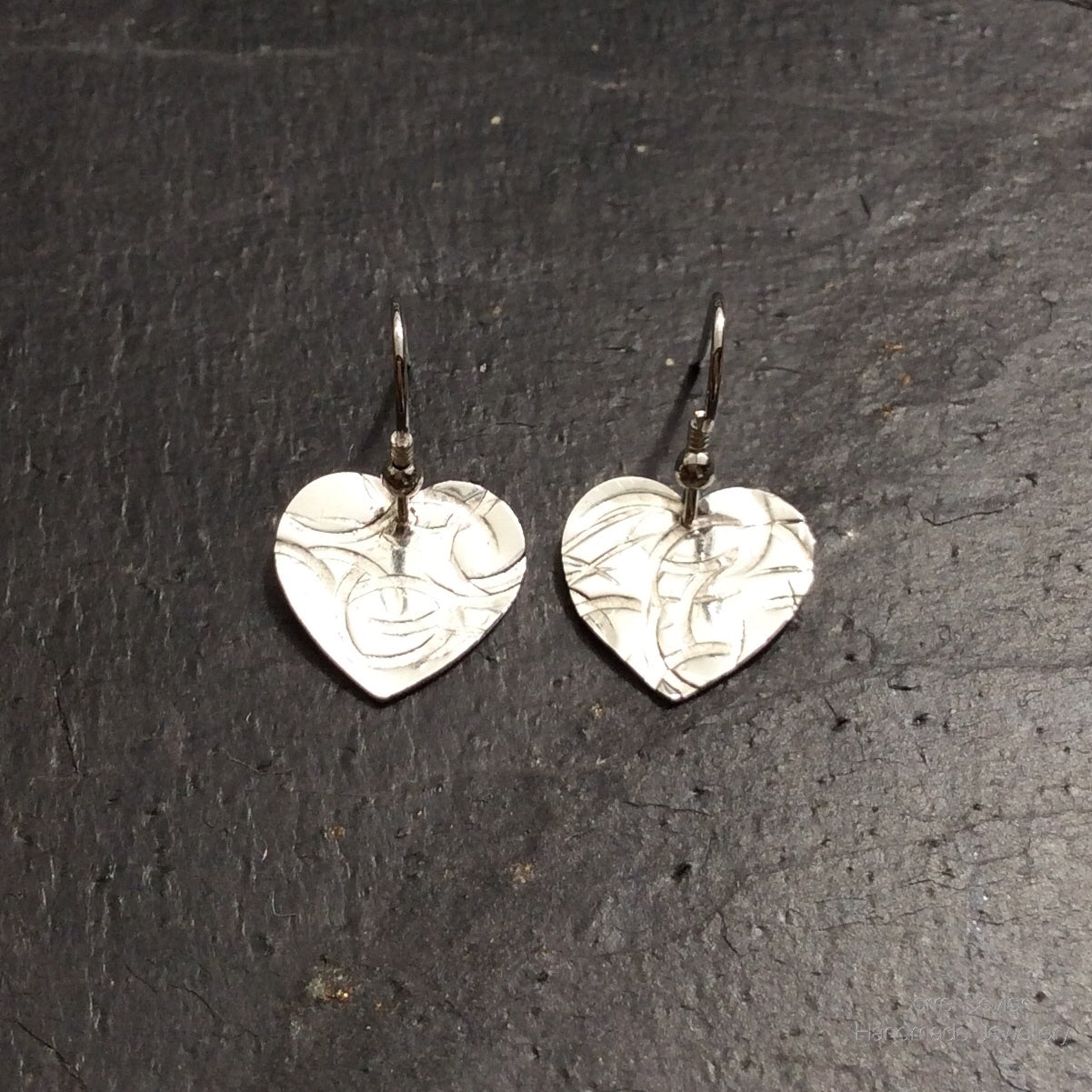 Textured Heart Dangle Earrings