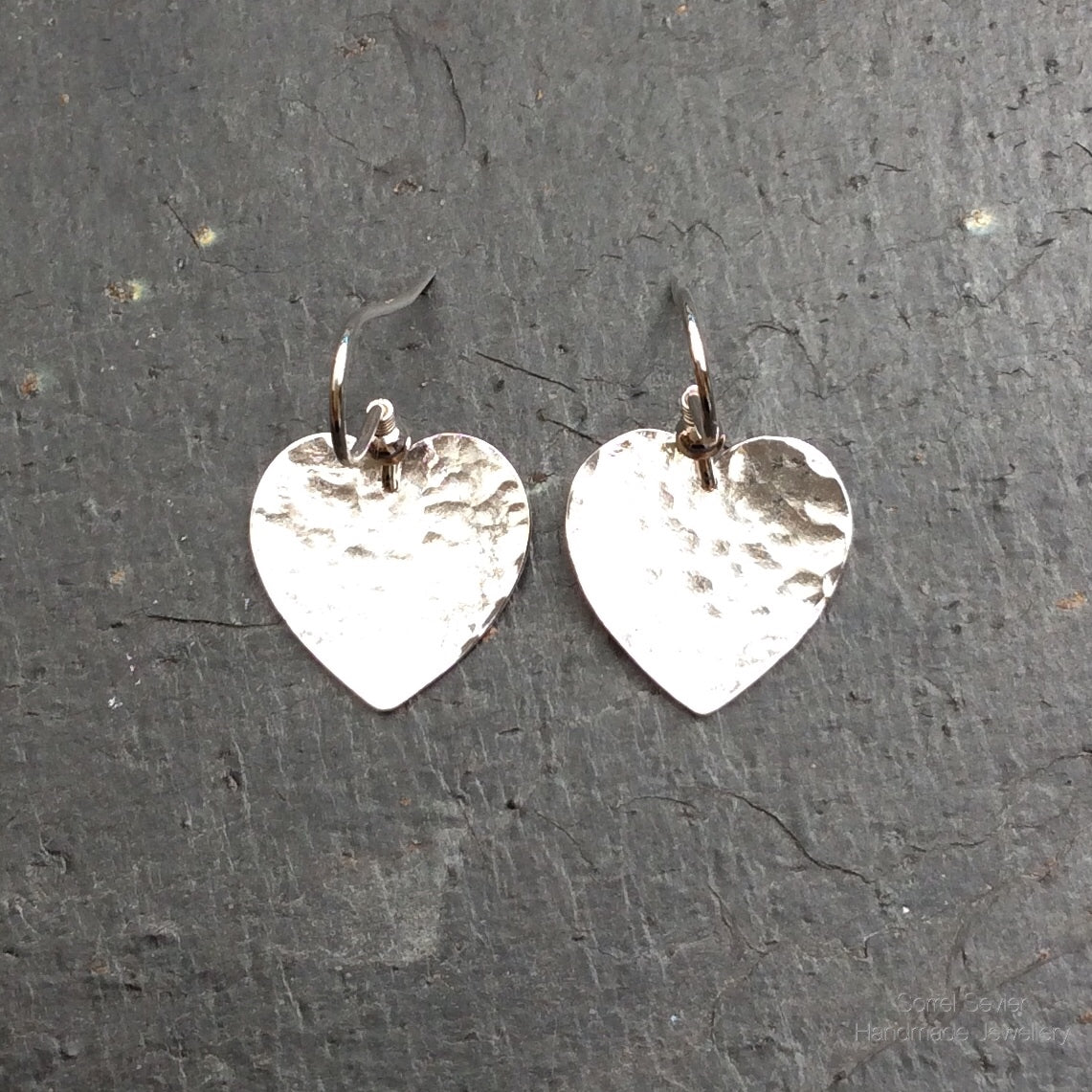 Hammered Heart Dangle Earrings