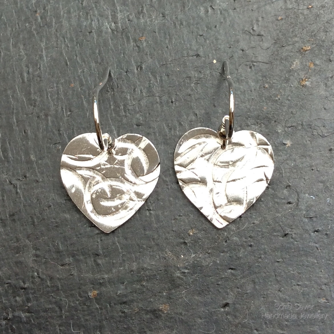 Textured Heart Dangle Earrings