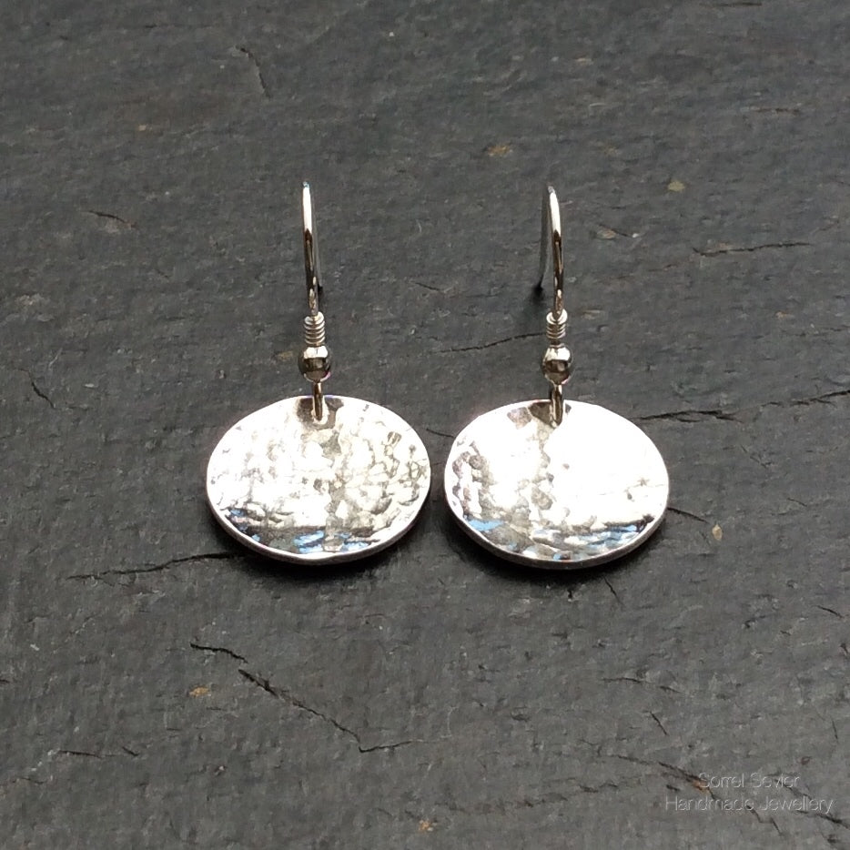 Hammered Disc Dangle Earrings