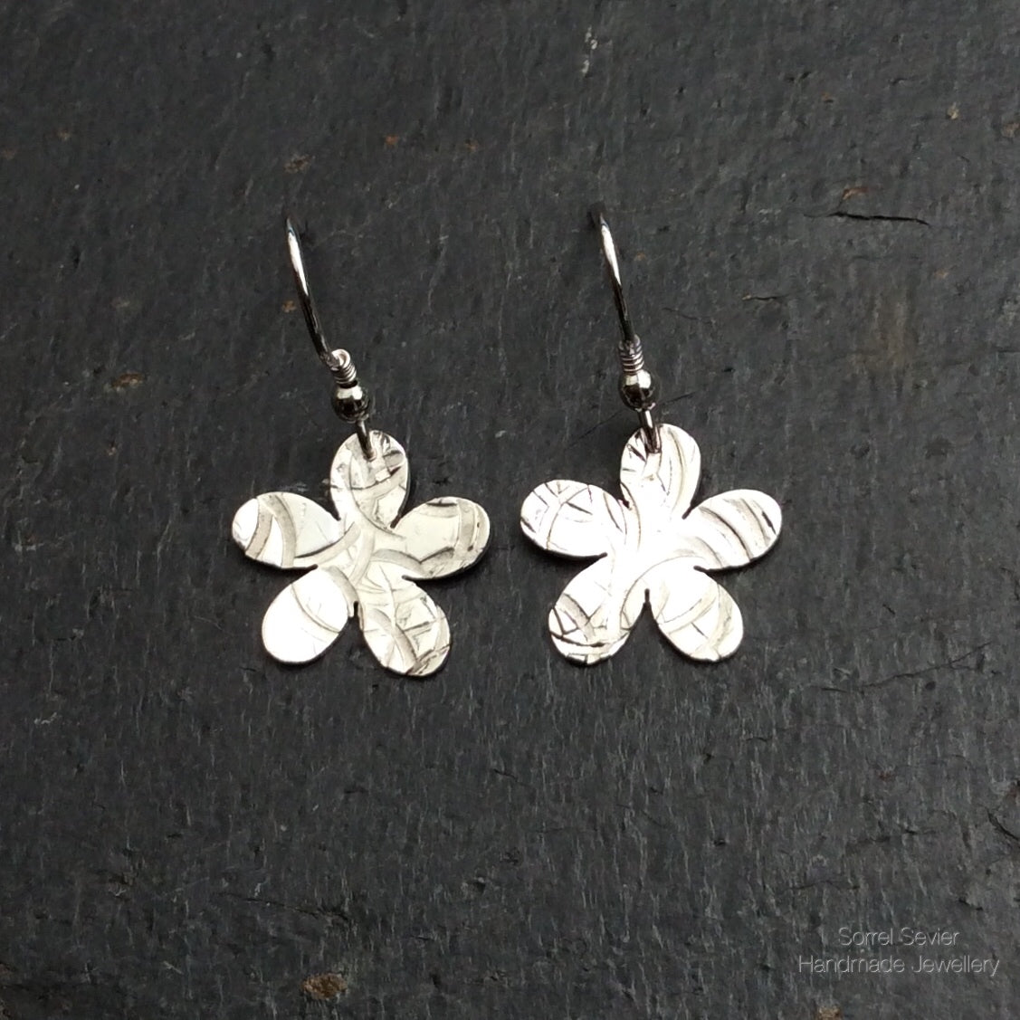 Textured Flower Dangle Earrings