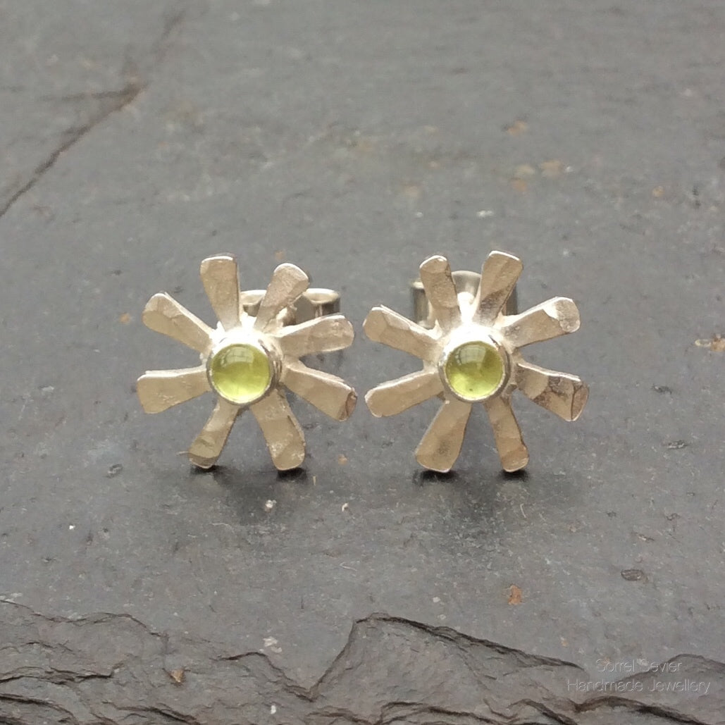 Peridot Flower Stud Earrings