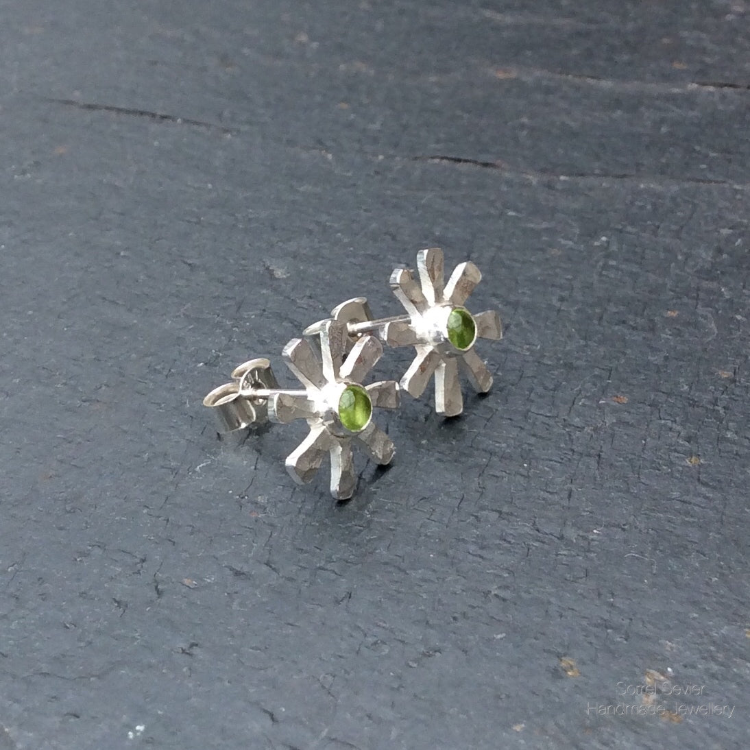 Peridot Flower Stud Earrings