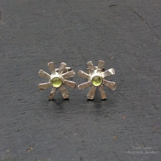 Peridot Flower Stud Earrings