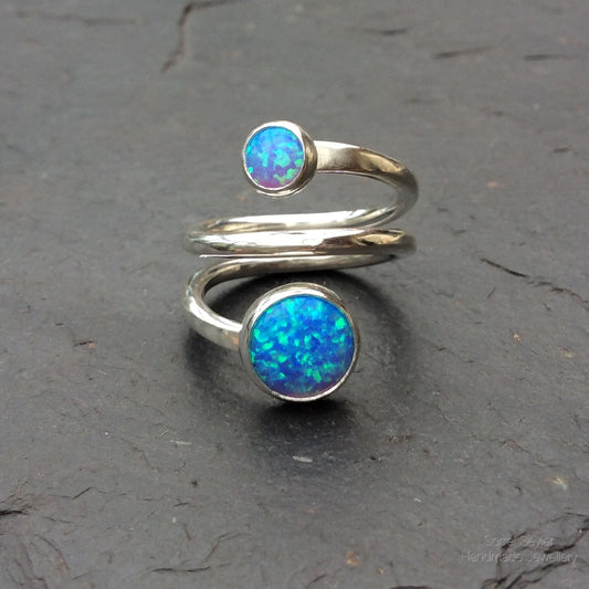 Synthetic Opal Spiral Ring