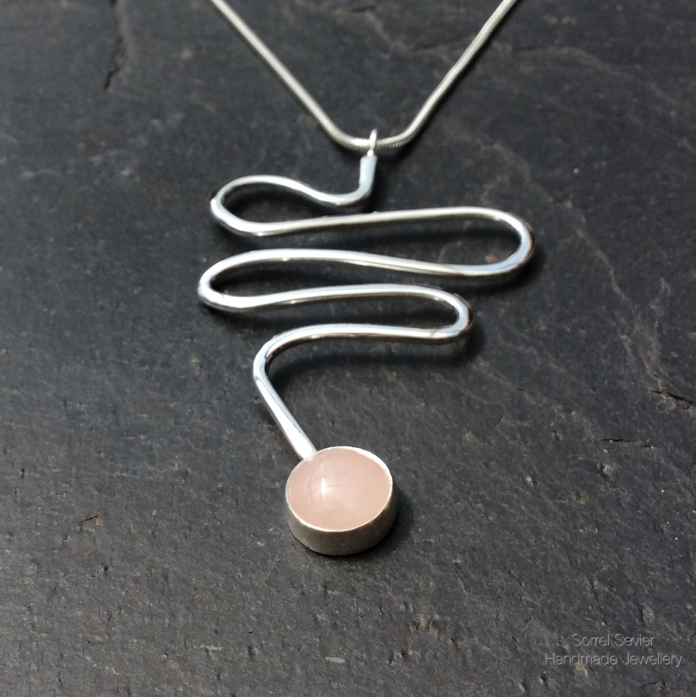 Rose Quartz Squiggle Necklace