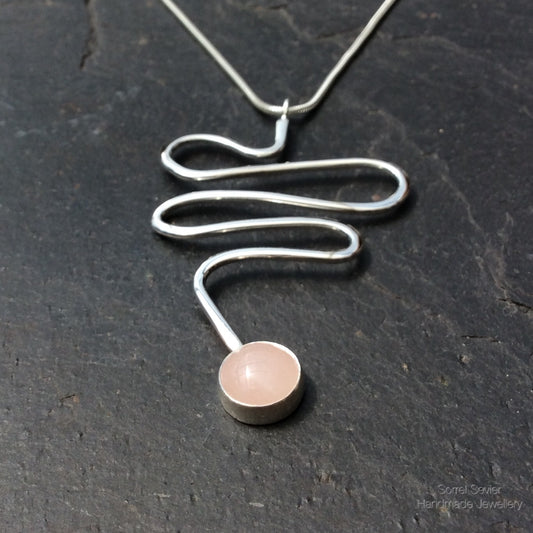 Rose Quartz Squiggle Necklace