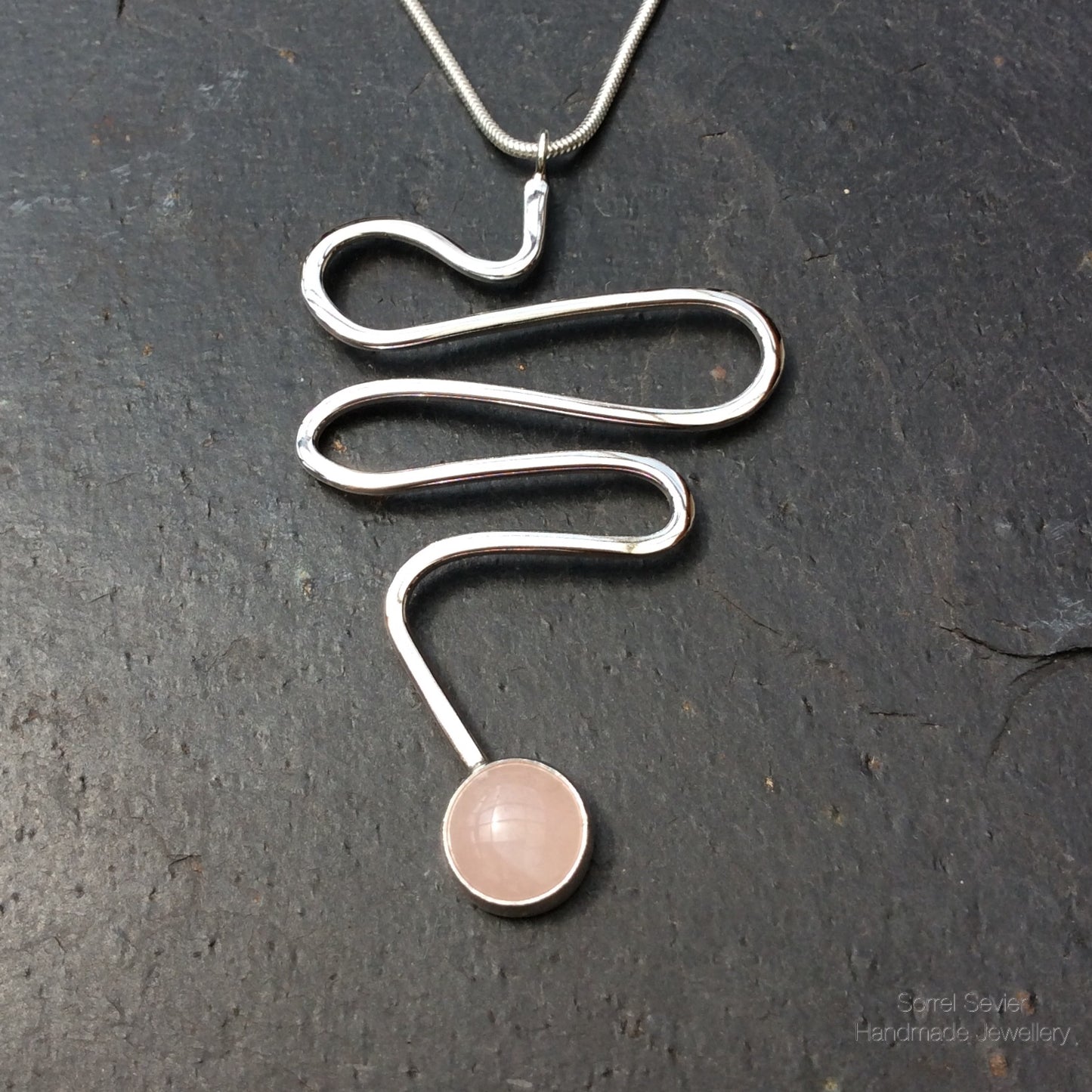 Rose Quartz Squiggle Necklace