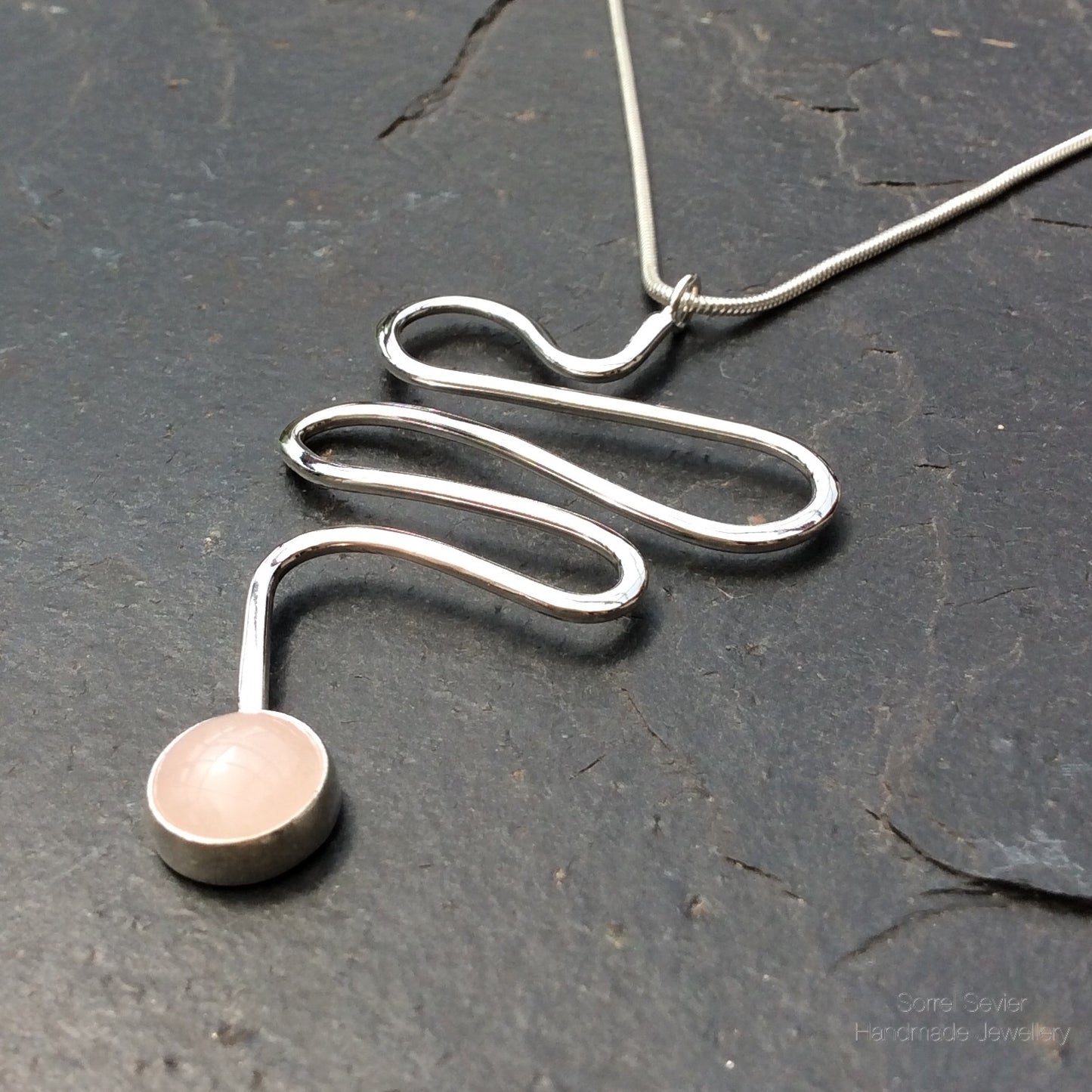 Rose Quartz Squiggle Necklace