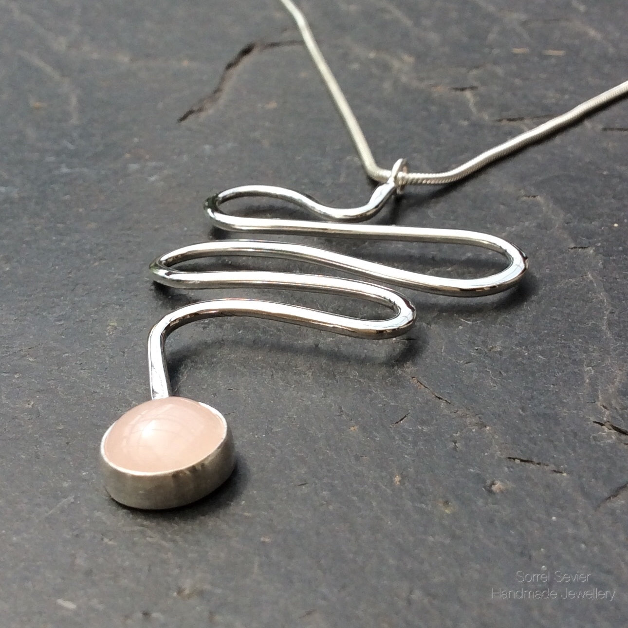Rose Quartz Squiggle Necklace