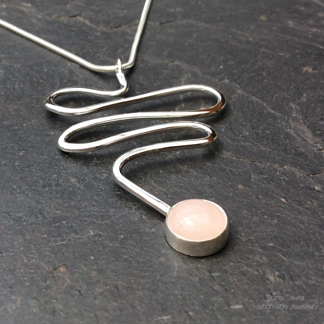 Rose Quartz Squiggle Necklace