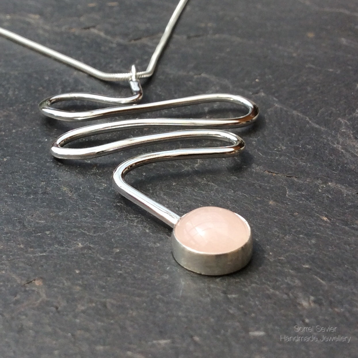 Rose Quartz Squiggle Necklace