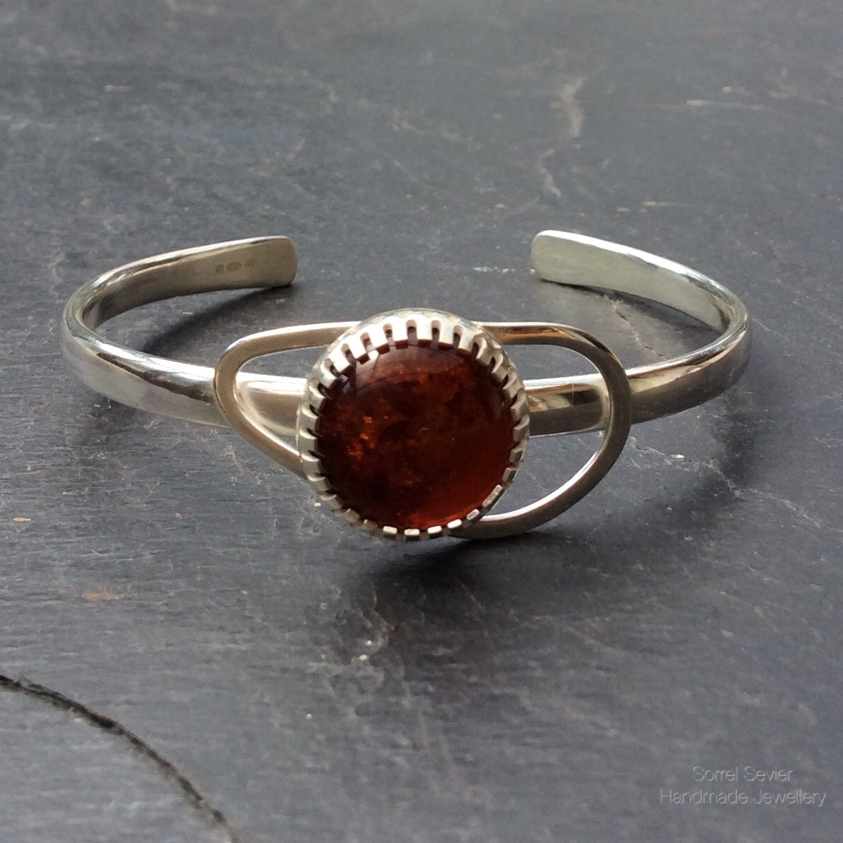 Planished Amber Bracelet