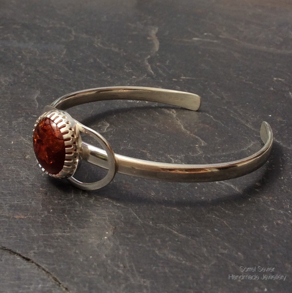 Planished Amber Bracelet