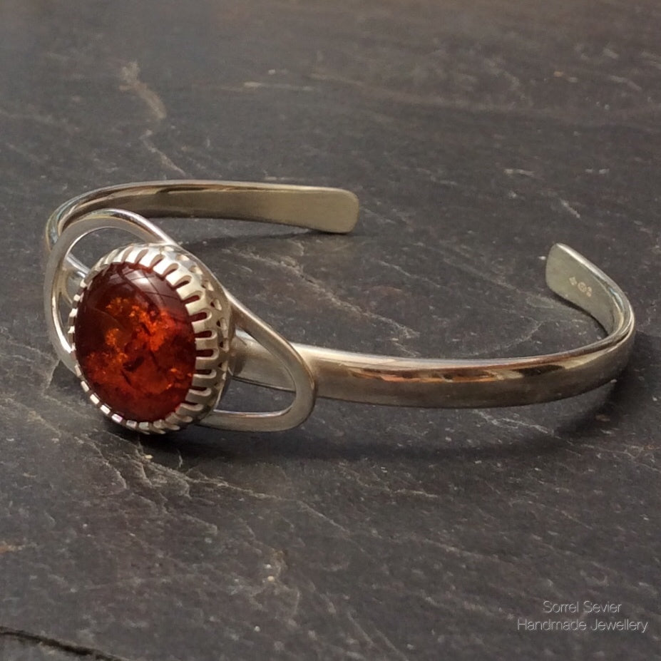 Planished Amber Bracelet