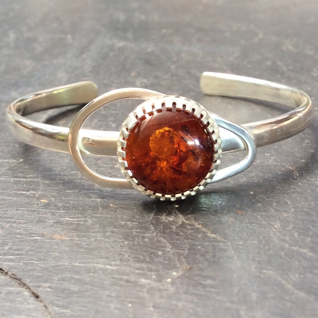 Planished Amber Bracelet