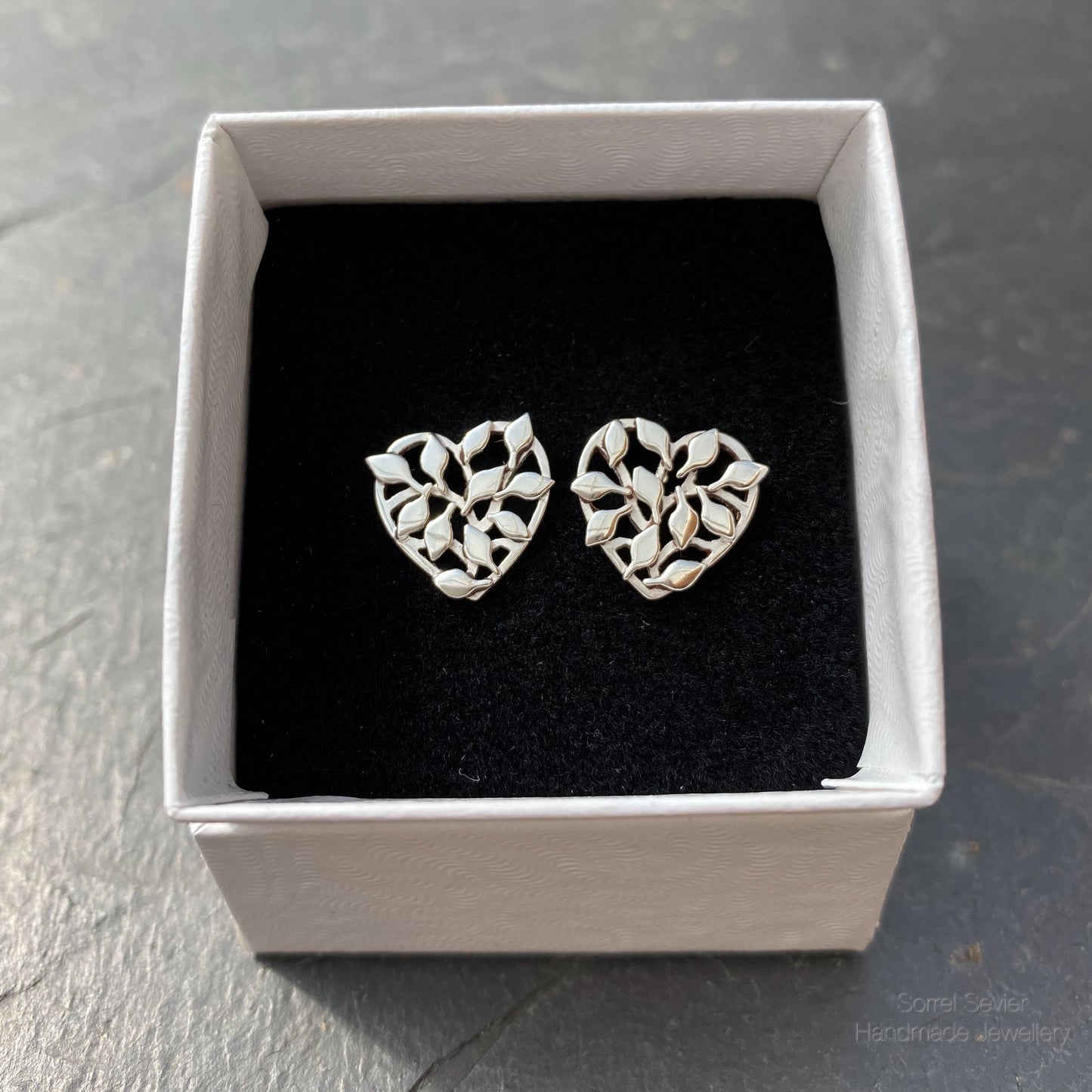 Leafy Heart Stud Earrings