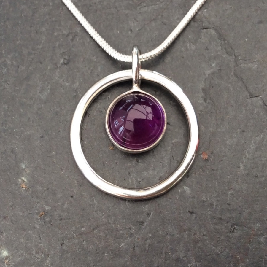 Amethyst in a Cirlce Necklace