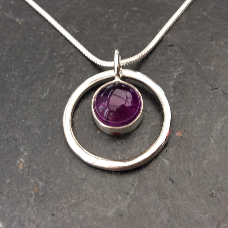 Amethyst in a Cirlce Necklace