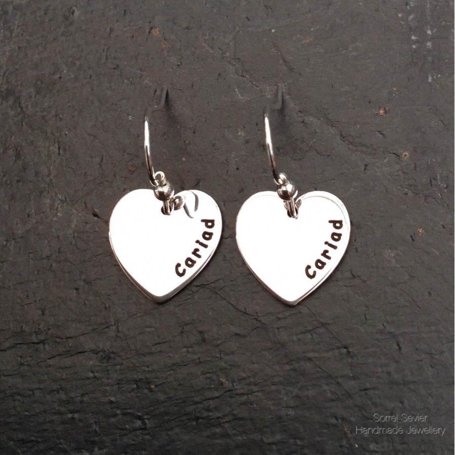 Cariad Heart Dangle Earrings