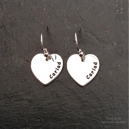 Cariad Heart Dangle Earrings