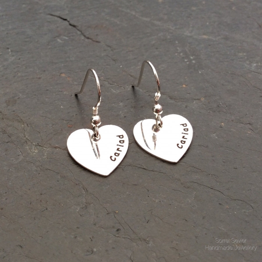 Cariad Heart Dangle Earrings