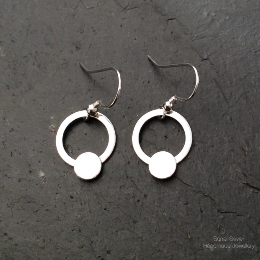 Circle and Disc Dangle Earrings