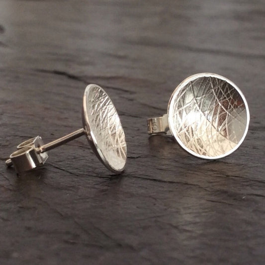 Concave Disc Stud Earrings