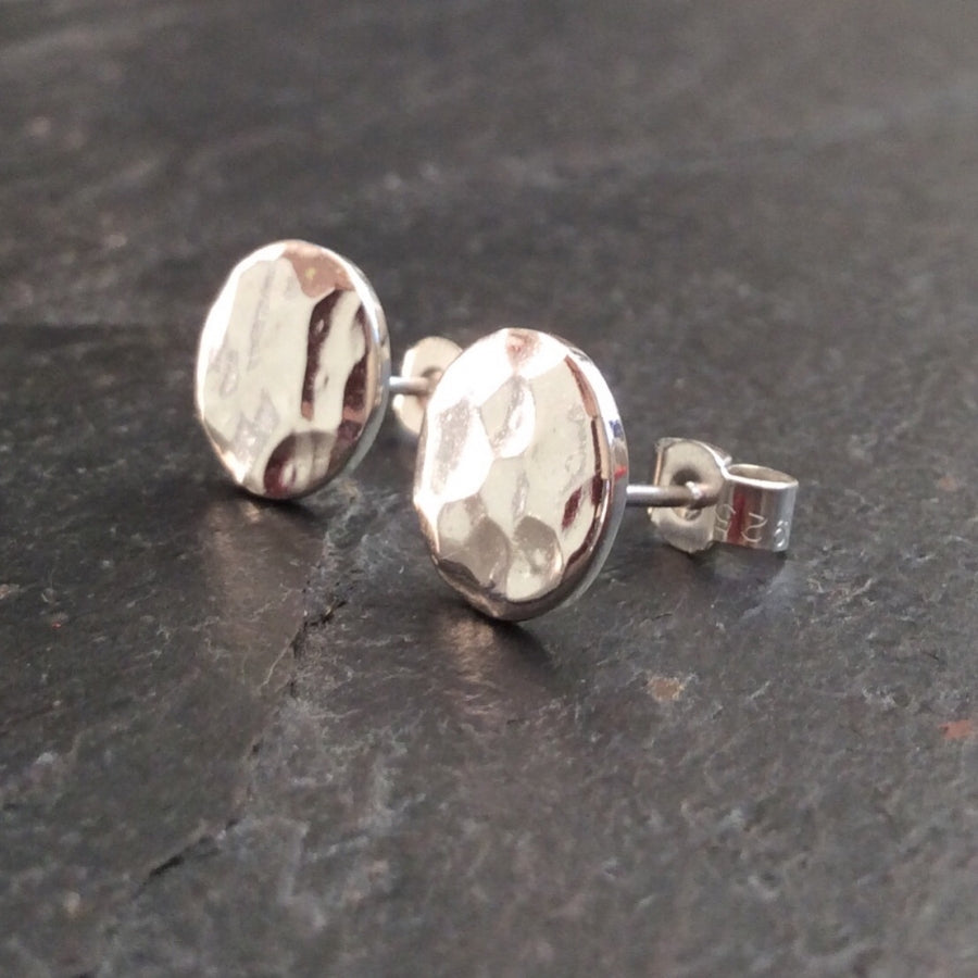 Hammered Disc Stud Earrings